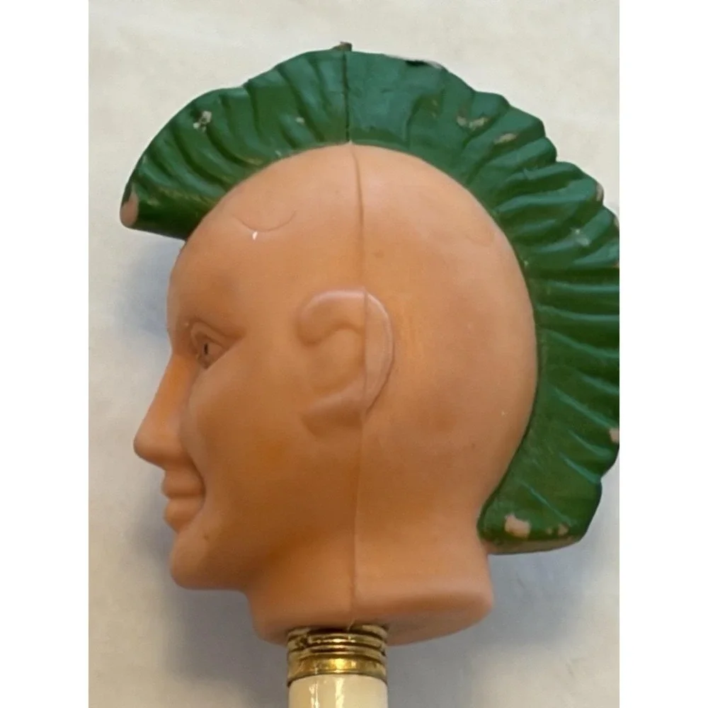Vintage Pencil Topper Rubber Punk Mohawk Head Iowa State University ISU Souvenir